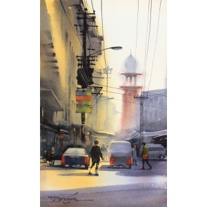 Sarfraz Musawir, Bolton Market Karachi, 15 x 09 Inch, Watercolor on Paper, Cityscape Painting, AC-SAR-165